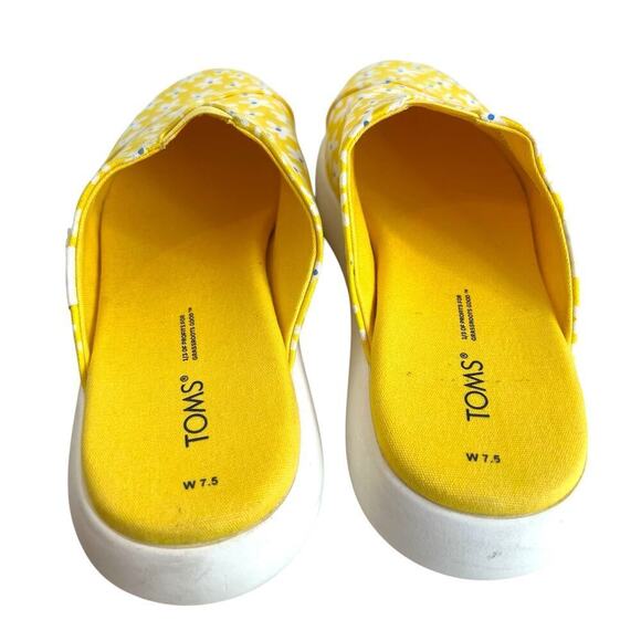 TOMS Alpargata Mallow Mule Yellow With White Daisy Print Women's Size 7.5 - Picture 8 of 11